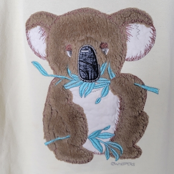 Vintage 80s Whispers Koala Embroidered Fuzzy 3D Crewneck Sweatshirt - Picture 4 of 6